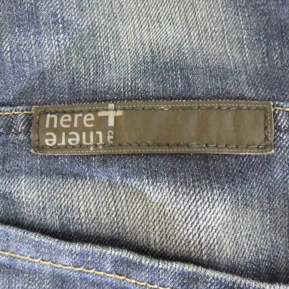 C & A Here There 16 Girls Denim Jean Bermuda Shorts Dark Blue Green Lining - Picture 4 of 9